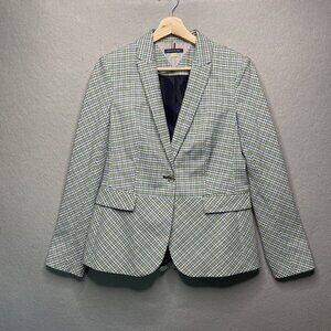 Tommy Hilfiger Womens Checkered Plaid Blazer Size 6 Preppy Style